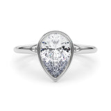 14k Gold Bezel Set Pear Diamond Engagement Ring
