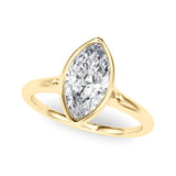 14k Gold Bezel Set Marquise Diamond Engagement Ring