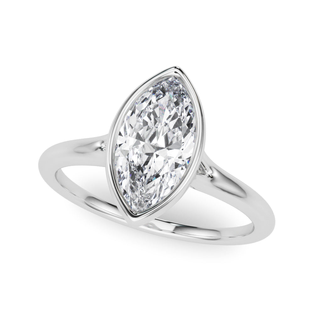 14k Gold Bezel Set Marquise Diamond Engagement Ring