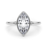 14k Gold Bezel Set Marquise Diamond Engagement Ring
