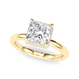 14k Gold Hidden Halo Princess Cut Engagement Ring