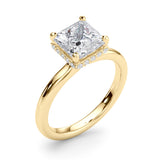 14k Gold Hidden Halo Princess Cut Engagement Ring