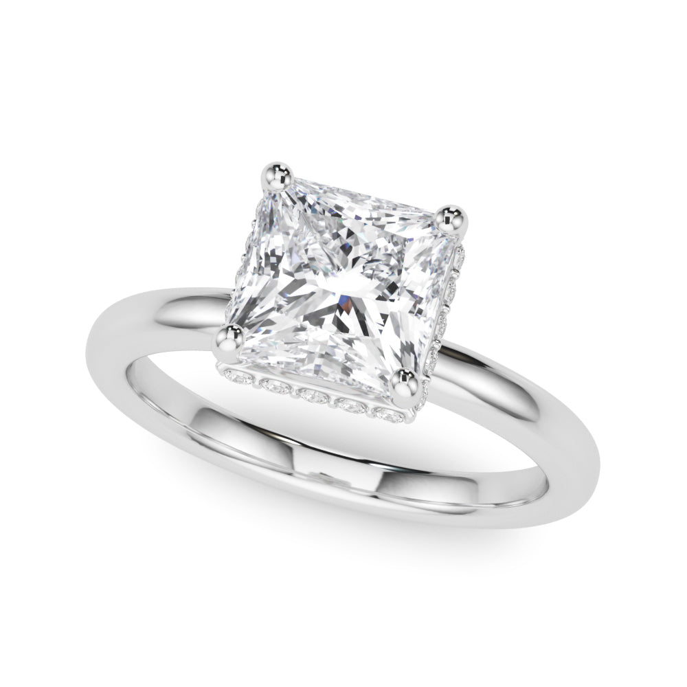 14k Gold Hidden Halo Princess Cut Engagement Ring