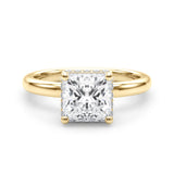14k Gold Hidden Halo Princess Cut Engagement Ring