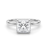 14k Gold Hidden Halo Princess Cut Engagement Ring
