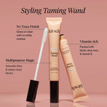 Kitsch Taming Wand with product features on a pink background