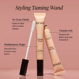 Kitsch Taming Wand with product features on a pink background