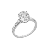 14k Gold Side Stone Oval Engagement Ring