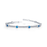 3.25ct Blue Topaz Station Flexible Tennis Bracelet