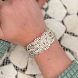 Silver Plated Brass Braided Cuff Bracelet