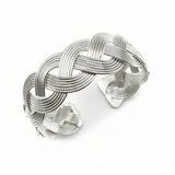 Silver Plated Brass Braided Cuff Bracelet