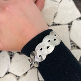 Silver Plated Brass Braided Cuff Bracelet