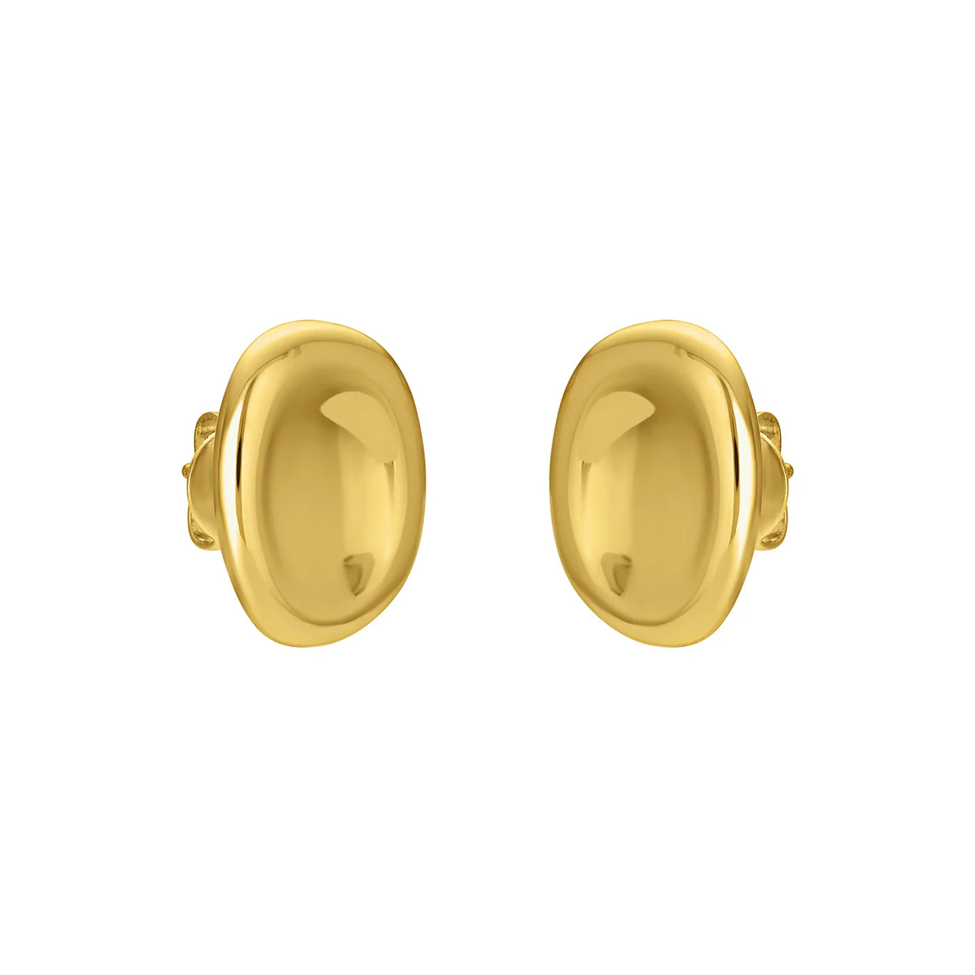 FYB Giselle oval dome stud earrings in 18K gold-plated sterling silver on a white background.