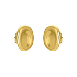 FYB Giselle oval dome stud earrings in 18K gold-plated sterling silver on a white background.