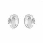 FYB Giselle oval dome stud earrings in polished 925 sterling silver on a white background.
