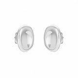 FYB Giselle oval dome stud earrings in polished 925 sterling silver on a white background.