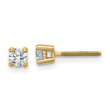 14k Yellow Gold .3ct Round VS Lab Grown Diamond Screwback Stud Earrings