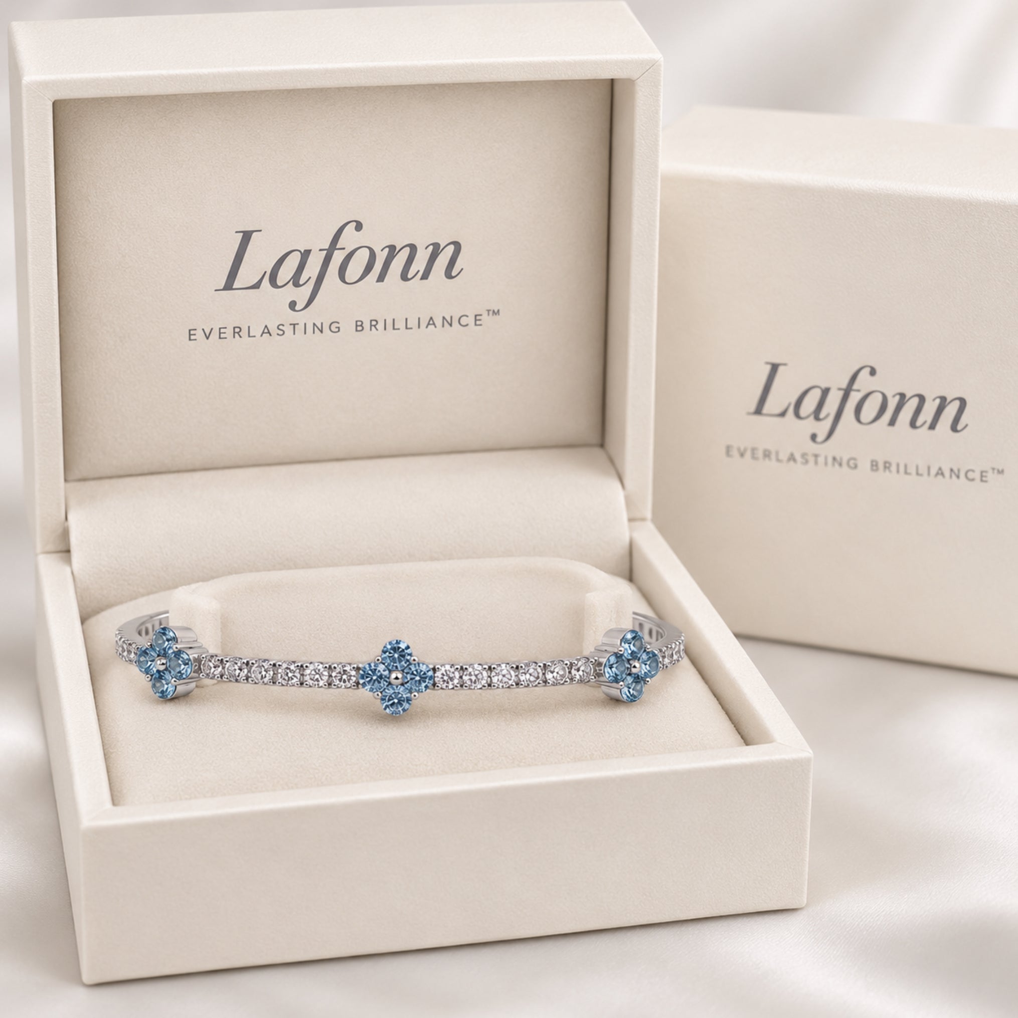 Lafonn Sterling Silver 2.45ct Station Flexible Tennis Bracelet