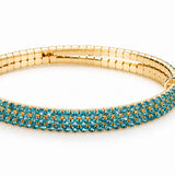 Lizas Hanson Aquamarine Bracelet with aquamarine-colored accents and polished gold-tone multi-row design.