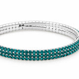 Lizas Hanson Teal Bracelet with teal accents and a polished silver-tone multi-row flexible design