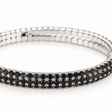 Lizas Hanson Black Diamond Bracelet with shimmering black accents and a polished silver-tone flexible bangle design.
