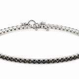 Lizas Denver Black Diamond Bracelet with faceted smoky black Czech crystals and a polished silver finish on a white background.