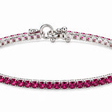 Lizas Denver Violet Bracelet with vibrant pink-violet Czech crystals and a polished silver finish on a white background.