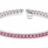 Lizas Denver Rose Bracelet with light pink Czech crystals and a polished silver finish on a white background.