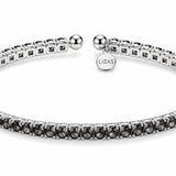 Lizas Denver Black Diamond Bracelet with faceted smoky black Czech crystals and a polished silver finish on a white background.