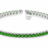 Lizas Denver Peridot Bracelet with faceted green Czech crystals and a polished silver finish on a white background.