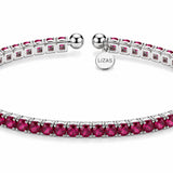 Lizas Denver Violet Bracelet with vibrant pink-violet Czech crystals and a polished silver finish on a white background.