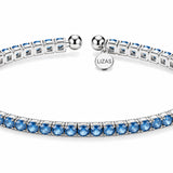 Lizas Denver Arctic Blue Bracelet with light blue Czech crystals and a polished silver finish on a white background.