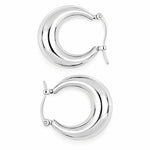LIZAS All Time Classics silver hoop earrings with a polished rounded design and hinged closure.