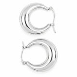 LIZAS All Time Classics silver hoop earrings with a polished rounded design and hinged closure.
