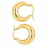 LIZAS All Time Classics gold hoop earrings with a polished rounded design and hinged closure.