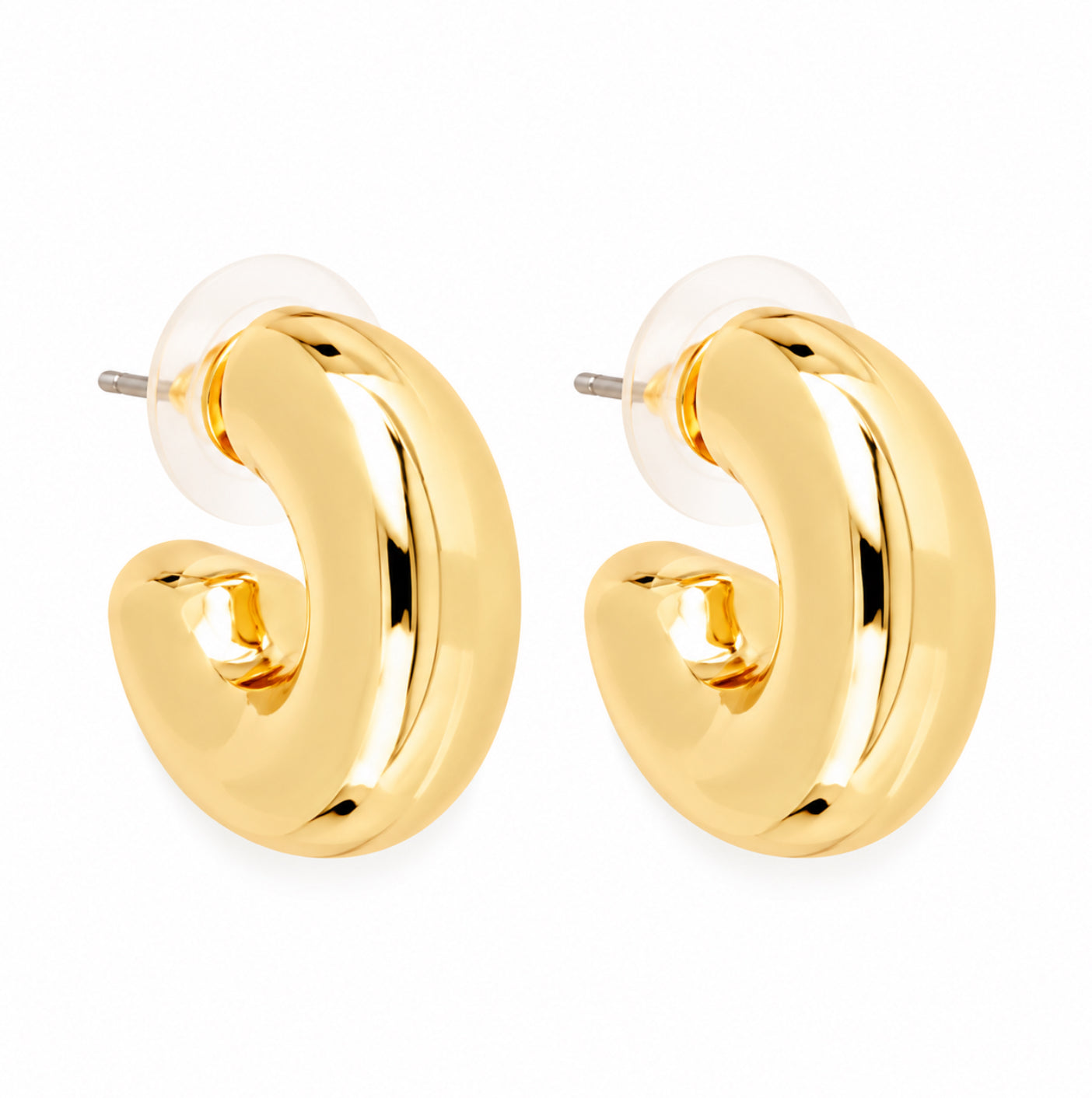LIZAS All Time Classics chunky gold hoop earrings with a polished rounded design and post-back closures.