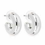 LIZAS All Time Classics chunky silver hoop earrings with a polished rounded design and post-back closures.