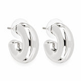 LIZAS All Time Classics chunky silver hoop earrings with a polished rounded design and post-back closures.