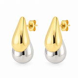 LIZAS All Time Classics two-tone teardrop earrings with polished gold and silver finishes and post-back closures.