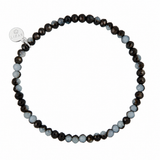 LIZAS Knoxville Umbra bracelet with faceted black, smoky brown, and gray Czech crystals and a silver-tone LIZAS charm.