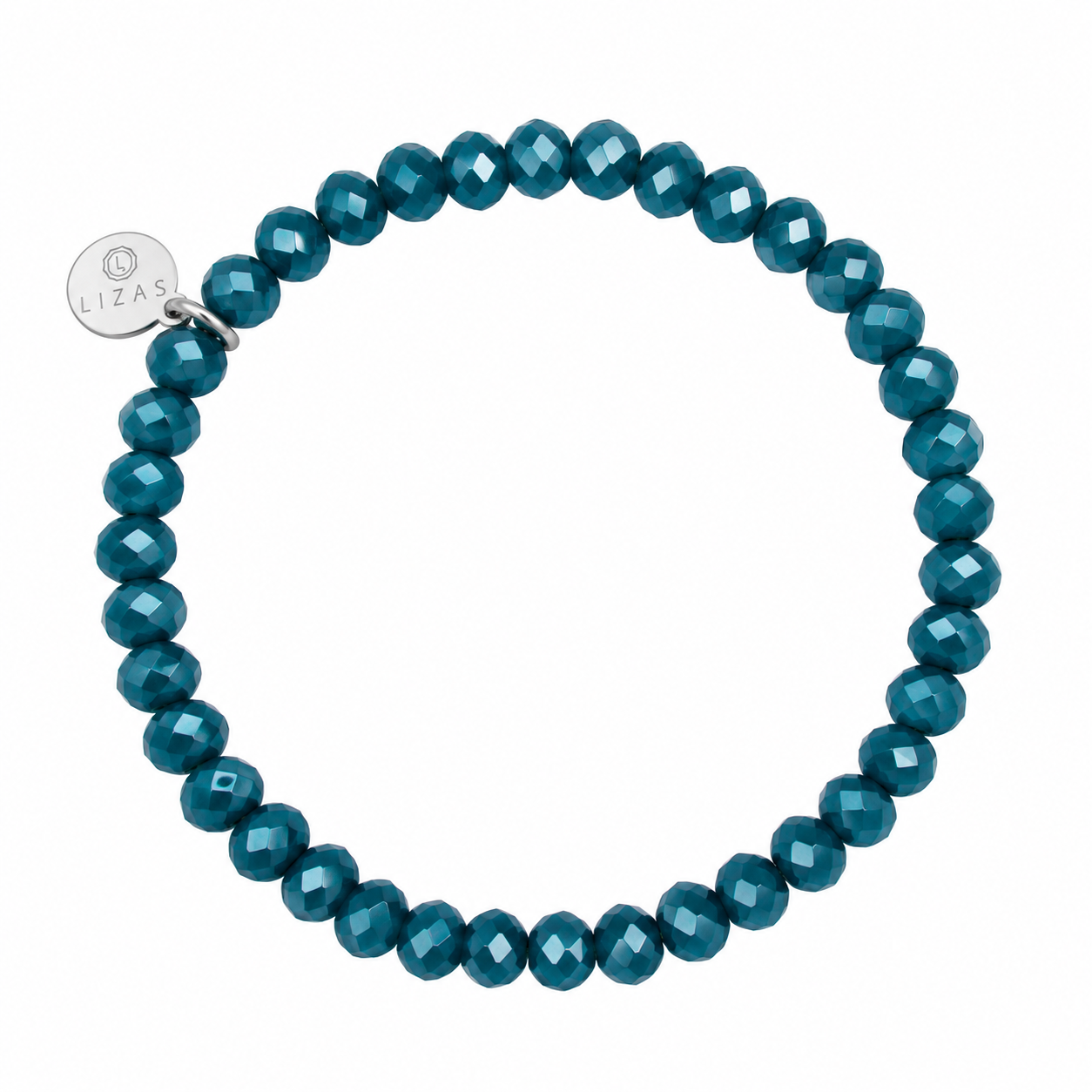 LIZAS Nashville Turquoise bracelet with faceted turquoise Czech crystals and a silver-tone LIZAS charm.