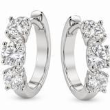 Zeghani 14K Yellow Gold Three Diamond Huggie Hoop Earrings
