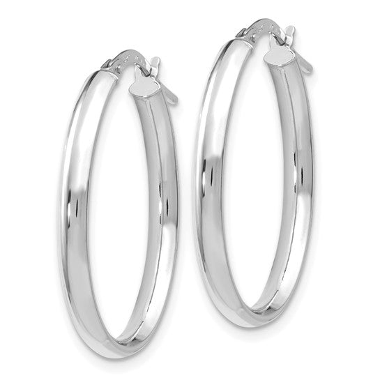 Nespoli Jewelers Leslie 14K White Gold Polished Oval Hoop Earrings