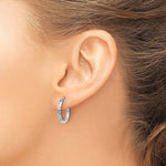 Leslie 14k White Gold Diamond Cut Polished 2mm Hoop Earrings