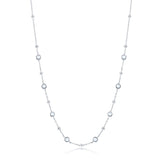 Sterling Silver Bezel-Set CZ & Bead Station Necklace