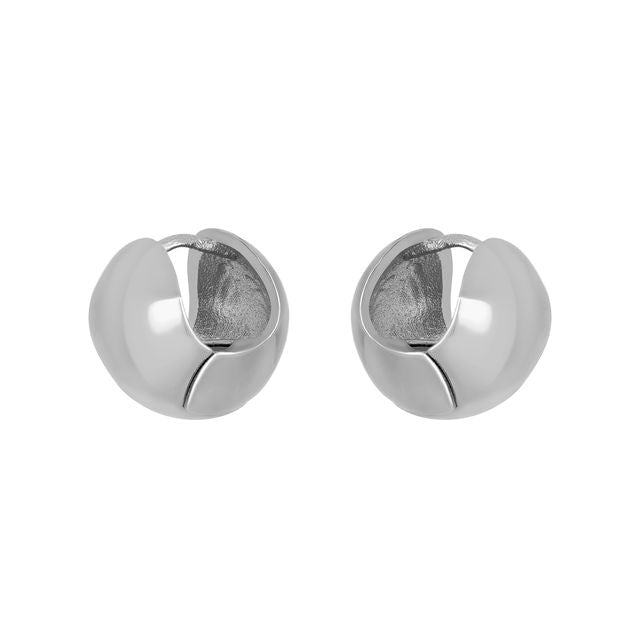 FYB silver rounded hoop earrings with a smooth polished finish