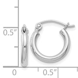 Sterling Silver & Rhodium Plated 2mm Hoop Earrings