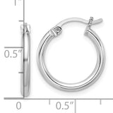Sterling Silver & Rhodium Plated 2mm Hoop Earrings