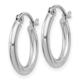 Sterling Silver & Rhodium Plated 2mm Hoop Earrings