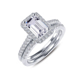 Emerald-Cut Halo Travel Wedding Set